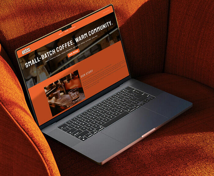 ember & bean cafe website laptop view ember & bean cafe website laptop view